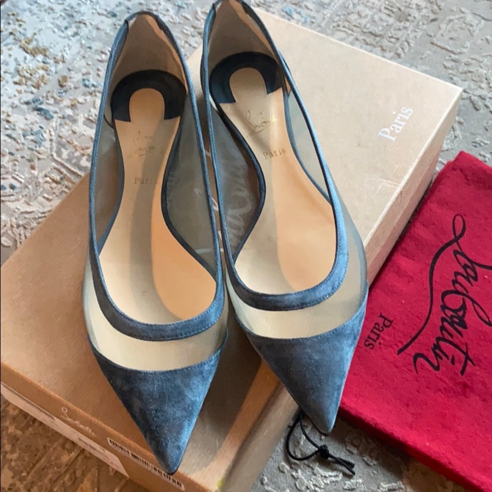 Christian Louboutin Suede and mesh flats